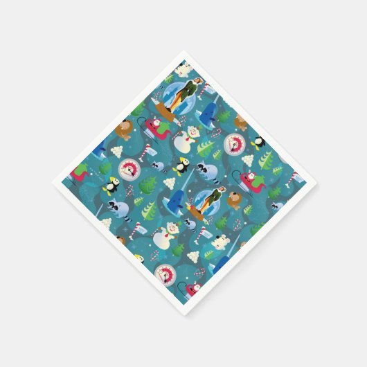 Buddy the Elf and Characters Aquamarin Pattern Serviette (Ecke)