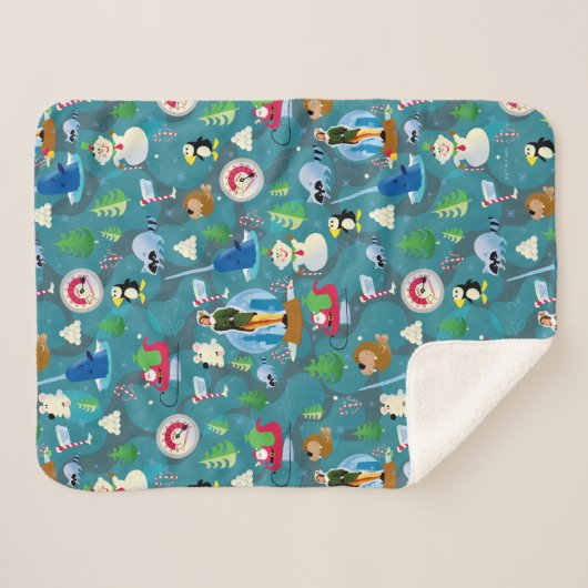 Buddy the Elf and Characters Aquamarin Pattern Sherpadecke (Vorderseite (Horizontal))