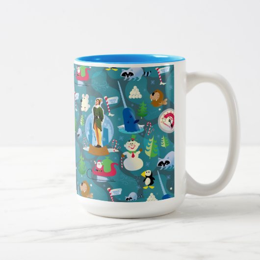 Buddy the Elf and Characters Aquamarin Pattern Zweifarbige Tasse (Rechts)