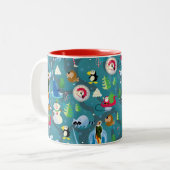 Buddy the Elf and Characters Teal Pattern Zweifarbige Tasse (Vorderseite Links)