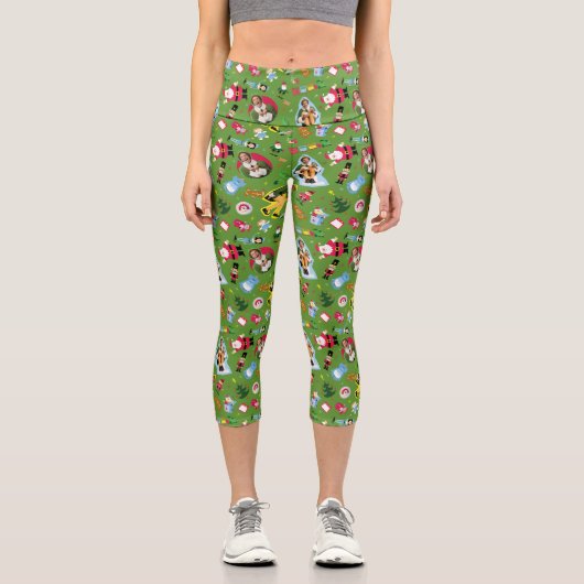 Buddy the Elf and Christmas Icons Pattern Capri Leggings (Vorderseite)