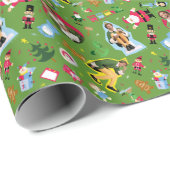 Buddy the Elf and Christmas Icons Pattern Geschenkpapier (Rolleneckpunkt)