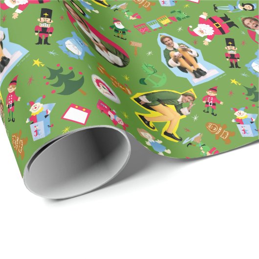 Buddy the Elf and Christmas Icons Pattern Geschenkpapier (Rolleneckpunkt)