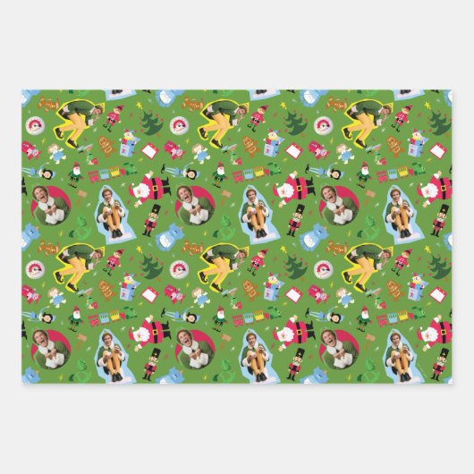 Buddy the Elf and Christmas Icons Pattern Geschenkpapier Set (Vorderseite 2)