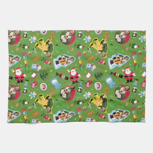 Buddy the Elf and Christmas Icons Pattern Geschirrtuch (Horizontal)