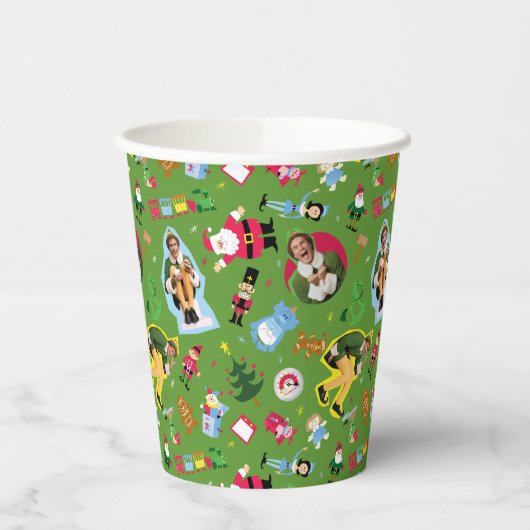 Buddy the Elf and Christmas Icons Pattern Pappbecher (Links)