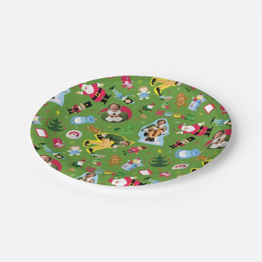 Buddy the Elf and Christmas Icons Pattern Pappteller (Schrägansicht)