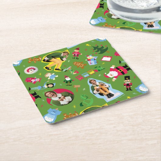 Buddy the Elf and Christmas Icons Pattern Rechteckiger Pappuntersetzer (angewinkelt)