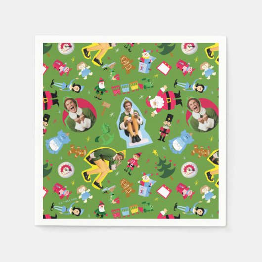 Buddy the Elf and Christmas Icons Pattern Serviette (Vorderseite)