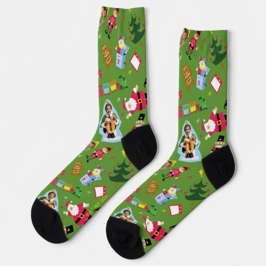Buddy the Elf and Christmas Icons Pattern Socks Socken (Linkes Detail)