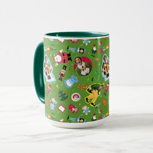 Buddy the Elf and Christmas Icons Pattern Tasse (Vorderseite Links)