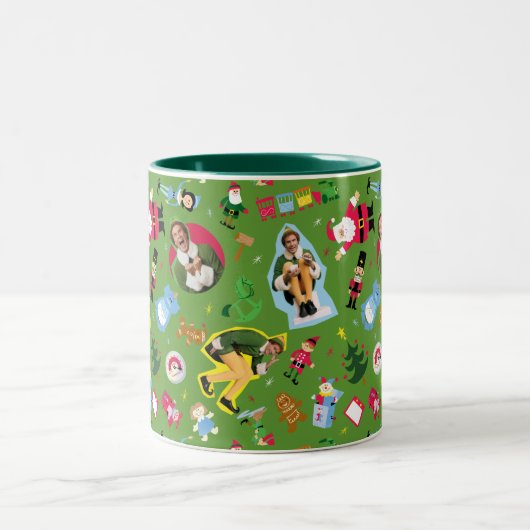 Buddy the Elf and Christmas Icons Pattern Zweifarbige Tasse (Mittel)