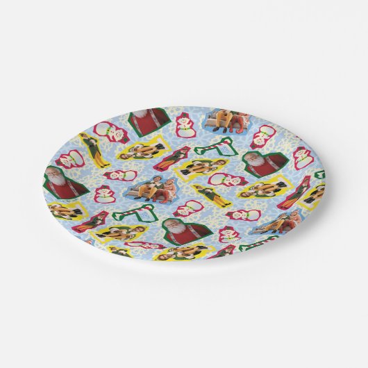 Buddy the Elf and Santa North Pole Pattern Pappteller (Schrägansicht)