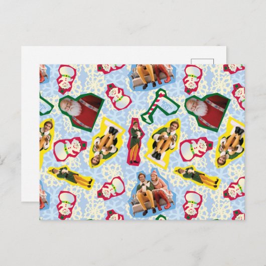 Buddy the Elf and Santa North Pole Pattern Postkarte (Vorne/Hinten)