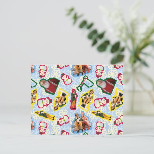 Buddy the Elf and Santa North Pole Pattern Postkarte (Stehend Vorderseite)