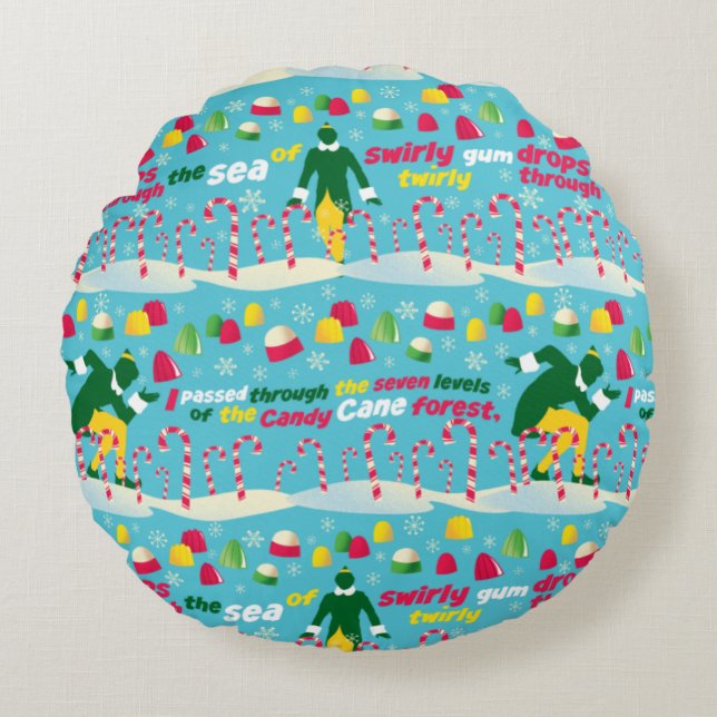 Buddy the Elf Candy Pattern Rundes Kissen (Vorderseite)