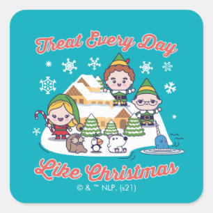 Buddy the Elf Chibi Graphic Quadratischer Aufkleber
