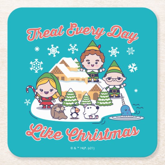 Buddy the Elf Chibi Graphic Rechteckiger Pappuntersetzer (Vorderseite)