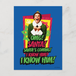 Buddy the Elf   OMG! Santa! Postkarte