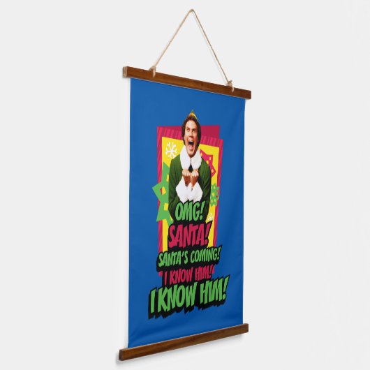 Buddy the Elf | OMG! Santa! Wandteppich Mit Holzrahmen (Gewinkelt)