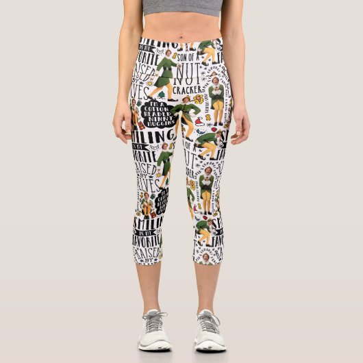 Buddy The Elf Quote Pattern Capri Leggings (Vorderseite)
