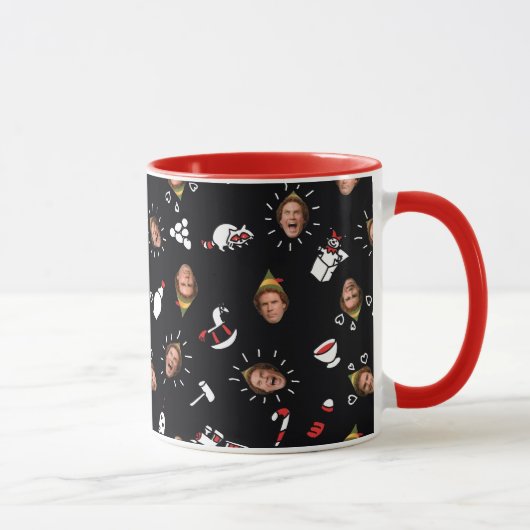 Buddy the Elf Schwarz-Doodle-Muster Tasse (Rechts)