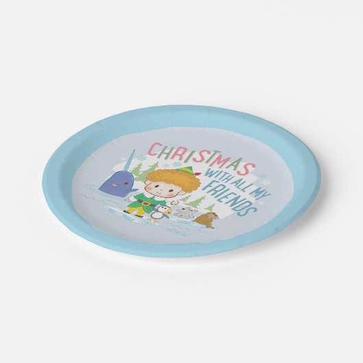 Buddy the Elf Weihnachten mit all meinen Freunden Pappteller (Schrägansicht)