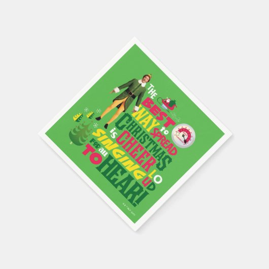 Buddy the Elf | Weihnachts-Cheer Grafik-Zitat Serviette (Ecke)