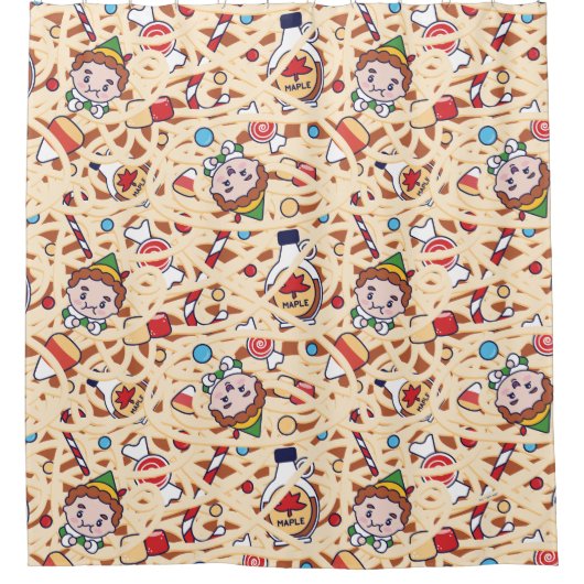 Buddy the Elf | Weihnachts-Chef-Muster Duschvorhang (Vorderseite)