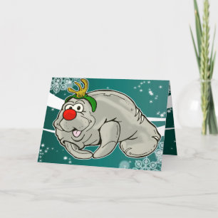 Buddy the Red-Nosed Manatee Christmas Card Feiertagskarte