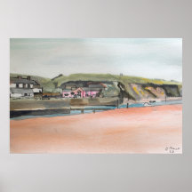 Bude Cornwall Druck – Aquarell-Küsten-Wandkunst