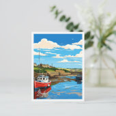 Bude Cornwall England Artwork Travel Illustration Postkarte (Stehend Vorderseite)