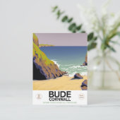 Bude Cornwall Seaside Reiseplakat Postkarte (Stehend Vorderseite)