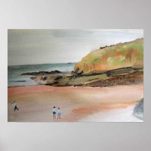 Bude Cornwall UK Küstenlandschaft Aquarell Poster (Vorne)