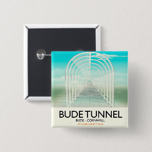 Bude Tunnel, Cornwall Parodie-Reiseplakat Button
