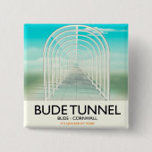 Bude Tunnel, Cornwall Parody Travel Poster Button (Vorderseite)