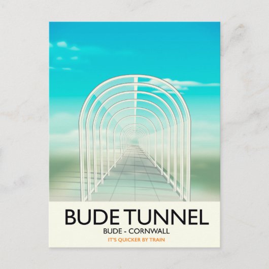 Bude Tunnel, Cornwall Parody Travel Poster Postkarte (Vorderseite)