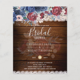 Budge Burgundy Blue Floral Brautparty laden Flyer