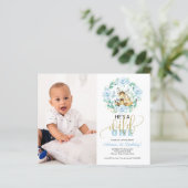 Budge He is a Wild One Foto 1st Birthday Invite (Stehend Vorderseite)