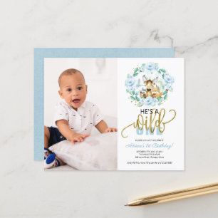 Budge He is a Wild One Foto 1st Birthday Invite