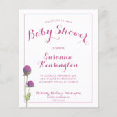 Budge Pink Thistle Baby Girl Dusche Einladung (Vorderseite)