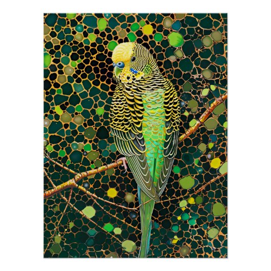 Budgerigar im aborigines Dot Art Stil Poster (Vorderseite)