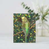 Budgerigar im aborigines Dot Art Stil Postkarte (Stehend Vorderseite)