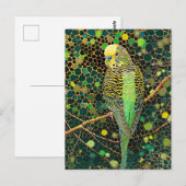 Budgerigar im aborigines Dot Art Stil Postkarte (Vorne/Hinten)