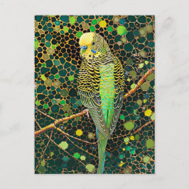 Budgerigar im aborigines Dot Art Stil Postkarte