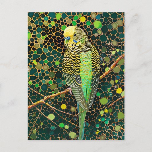 Budgerigar im aborigines Dot Art Stil Postkarte (Vorderseite)