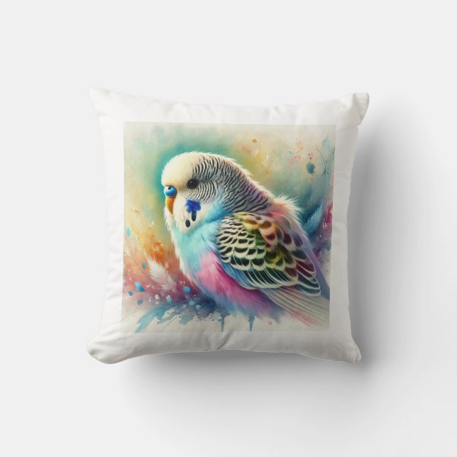 Budgerigar in Colorful Harmony 171024AREF122 - Wat Kissen (Vorderseite)