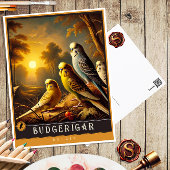 Budgerigar | Niedliche Vintage Tierpostkarte Postkarte