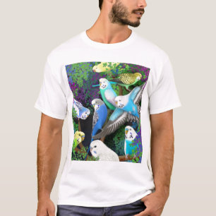 Budgerigar-Parakeets-und Farn-T - Shirt