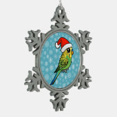 Budgerigar Weihnachtsmann Schneeflocken Zinn-Ornament (Links)